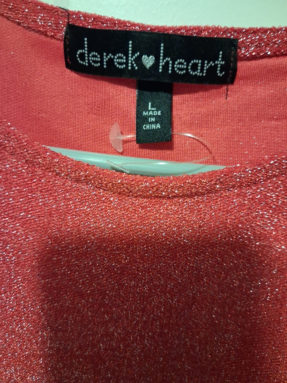 Derek Heart Shimmery Coral Knit Long-Sleeve Dress